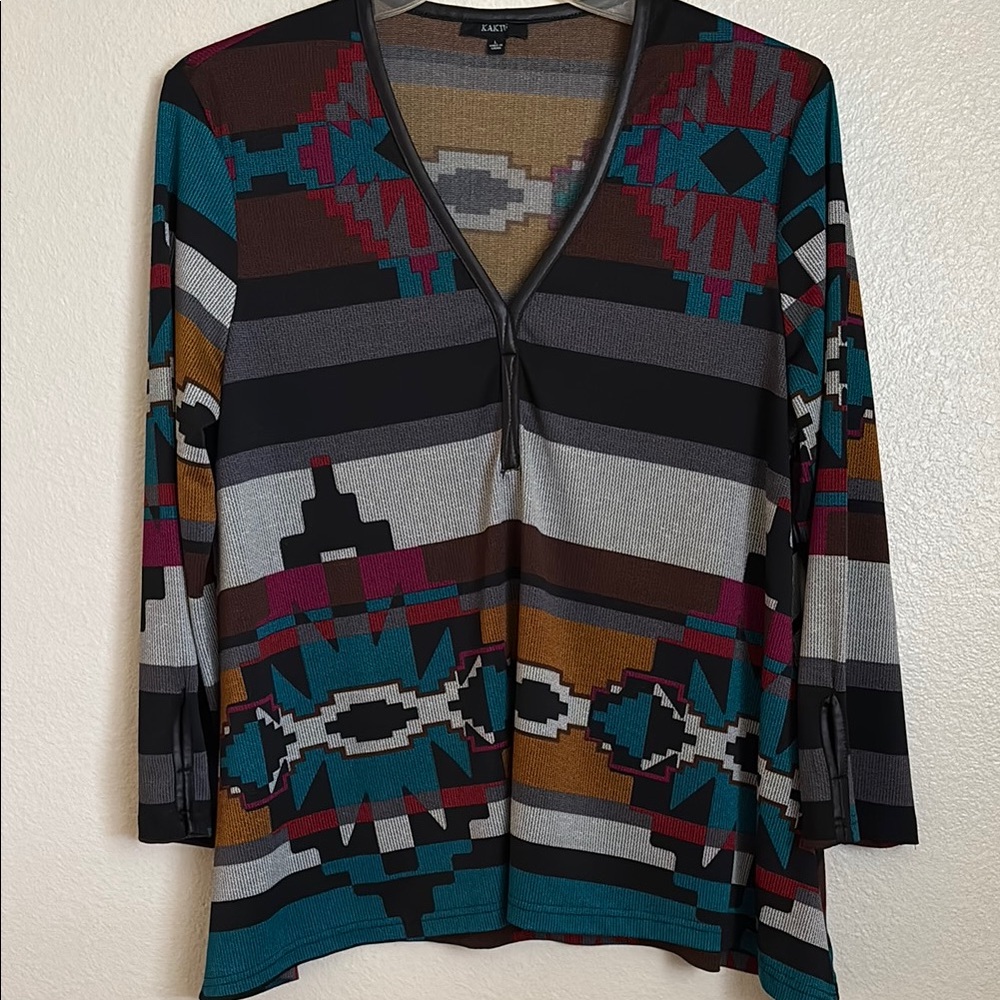 Kaktus Multicolor Geometric Tunic Top